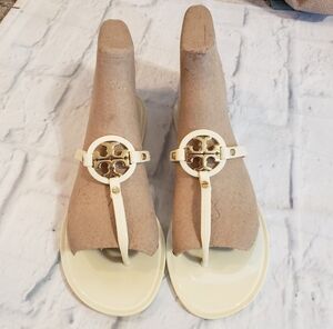 Tory Burch Miller Jelly Sandals Cream Size 7
